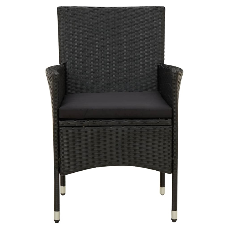 vidaXL Poly Rattan Medium Garden Chair in Black (Set of 2)