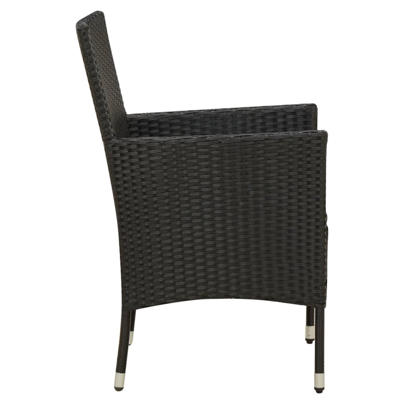 vidaXL Poly Rattan Medium Garden Chair in Black (Set of 2)