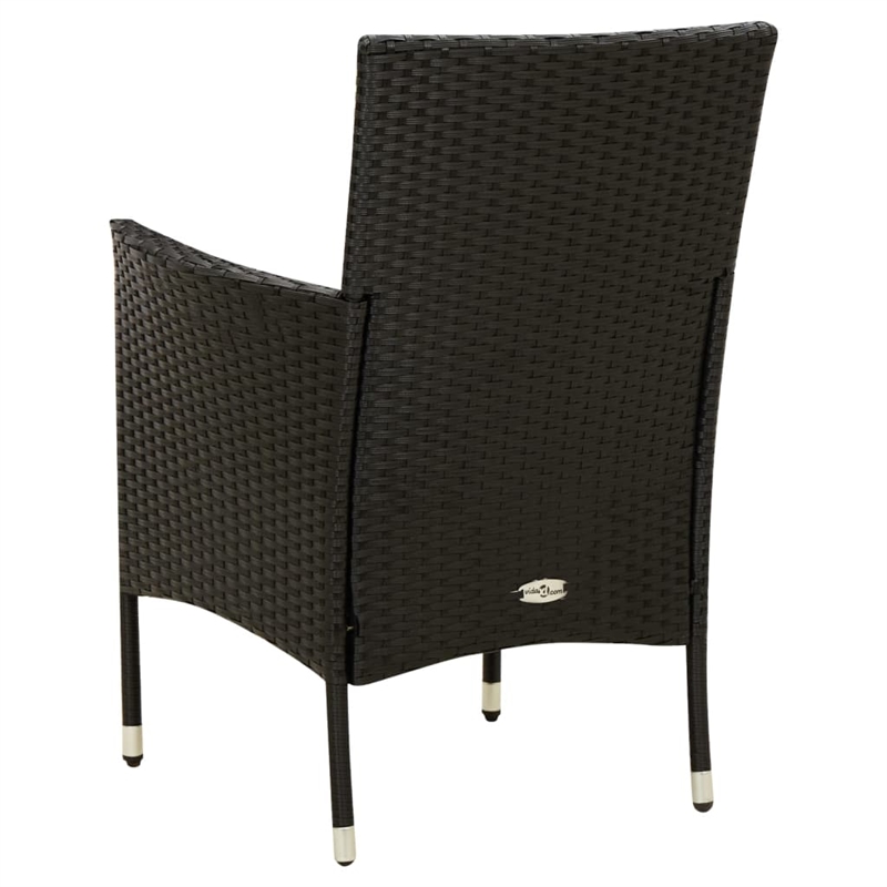 vidaXL Poly Rattan Medium Garden Chair in Black (Set of 2)