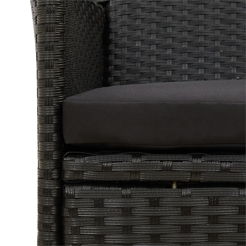 vidaXL Poly Rattan Medium Garden Chair in Black (Set of 2)