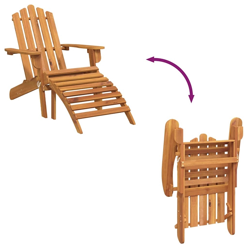vidaXL Solid Acacia Wood Standard Foldable Garden Chair in Natural Wood