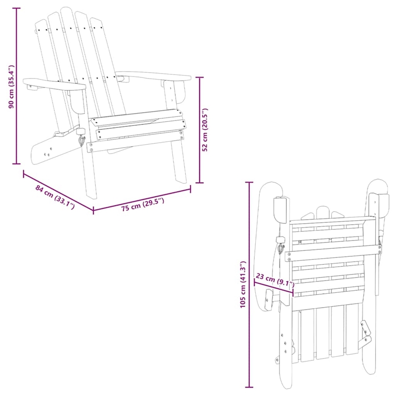 vidaXL Solid Acacia Wood Standard Foldable Garden Chair in Natural Wood