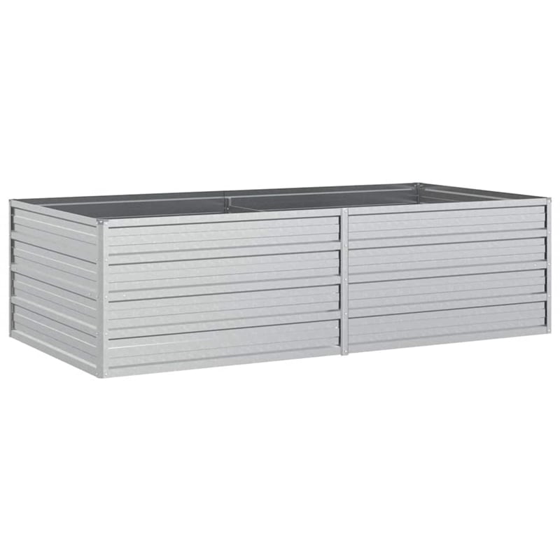 vidaXL Large Galvanized Steel Raised Garden Bed in Silver