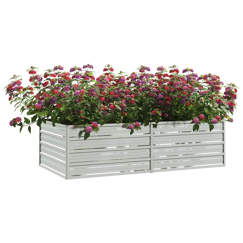 vidaXL Large Galvanized Steel Raised Garden Bed in Silver