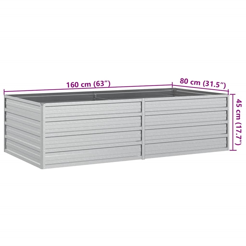 vidaXL Large Galvanized Steel Raised Garden Bed in Silver