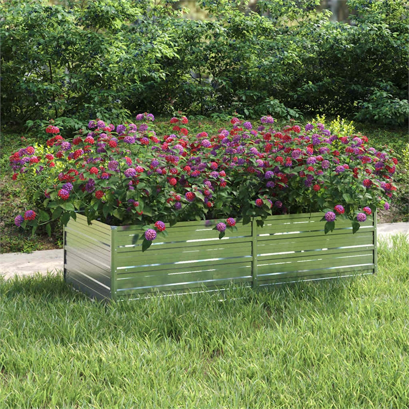 vidaXL Large Galvanized Steel Raised Garden Bed in Silver