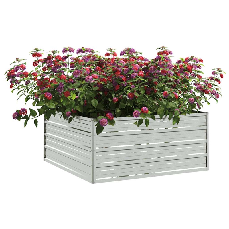 vidaXL Galvanized Steel Raised Garden Bed in Silver