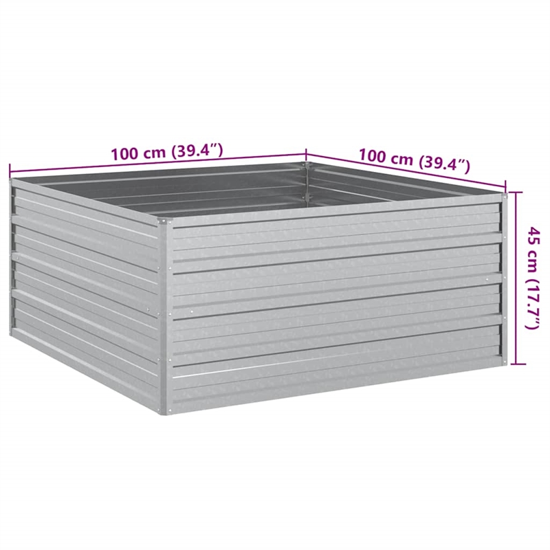 vidaXL Galvanized Steel Raised Garden Bed in Silver