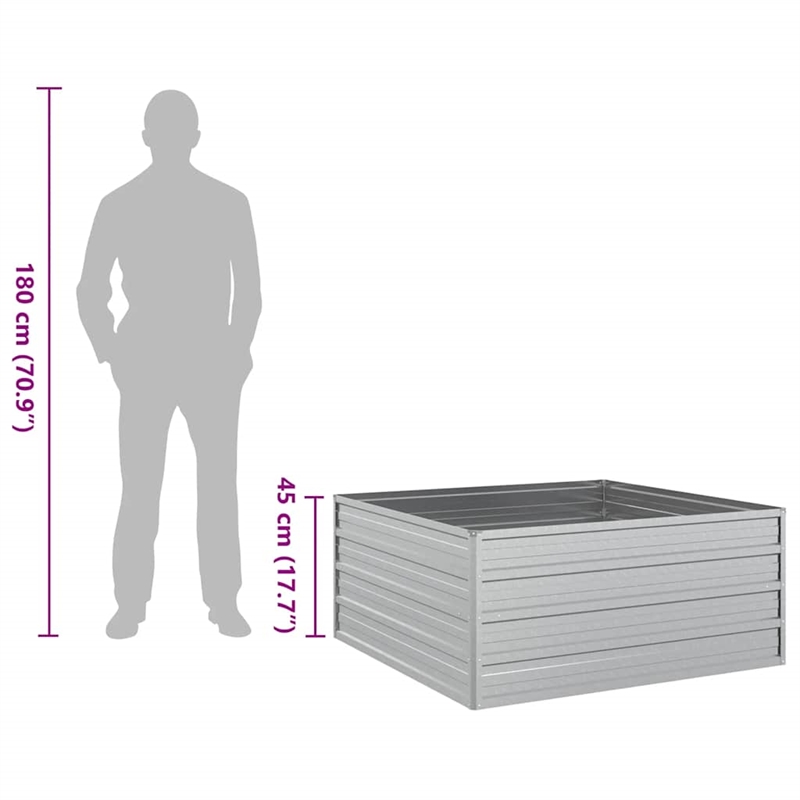 vidaXL Galvanized Steel Raised Garden Bed in Silver