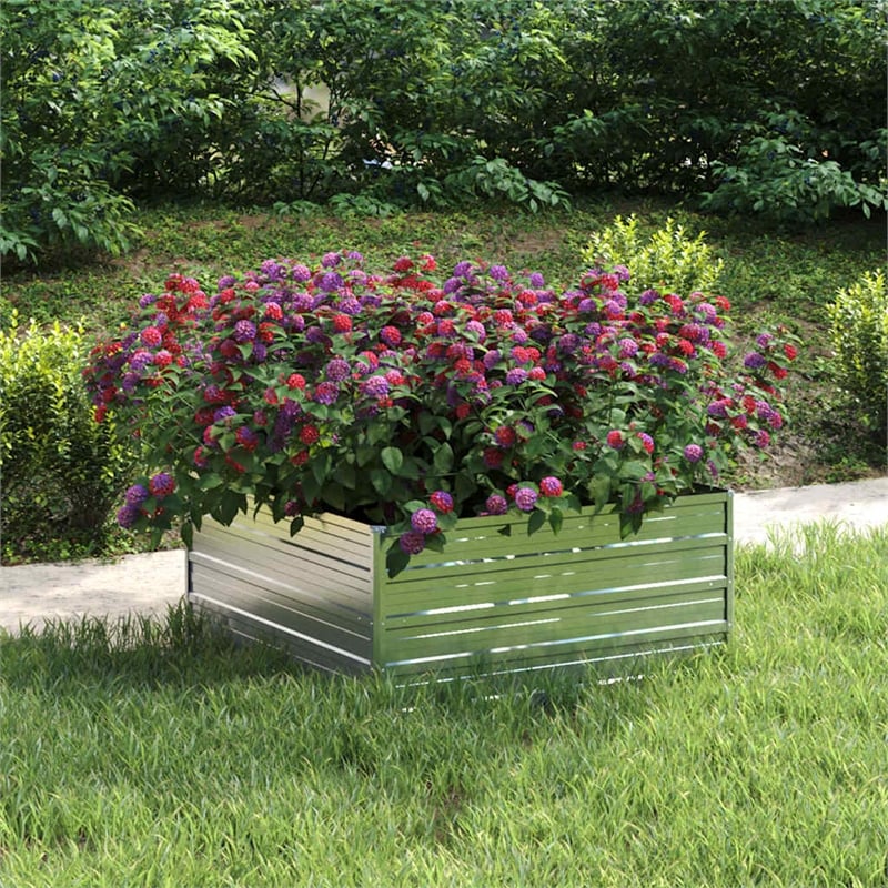 vidaXL Galvanized Steel Raised Garden Bed in Silver