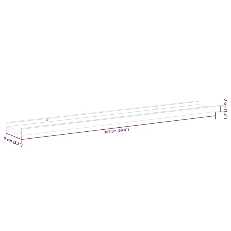 vidaXL MDF Wall Shelf in Gray (Set of 2)