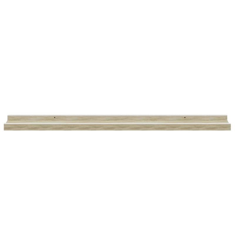 vidaXL MDF Wall Shelf in White and Sonoma Oak (Set of 2)