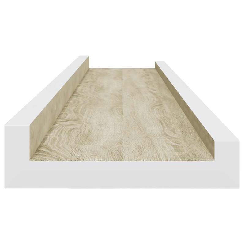 vidaXL MDF Wall Shelf in White and Sonoma Oak (Set of 2)