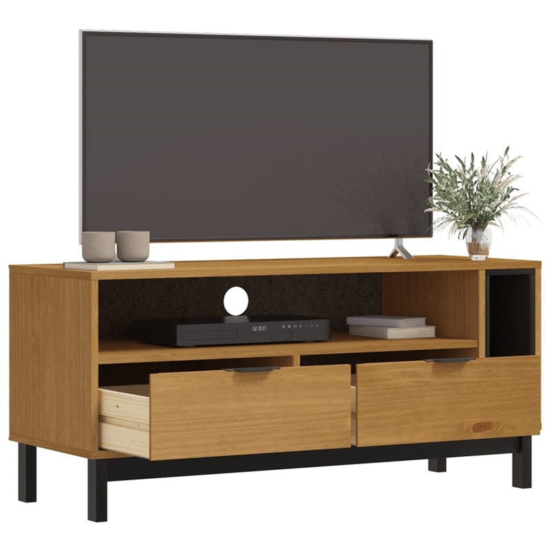 vidaXL Solid Pine Wood TV Cabinet in Oak