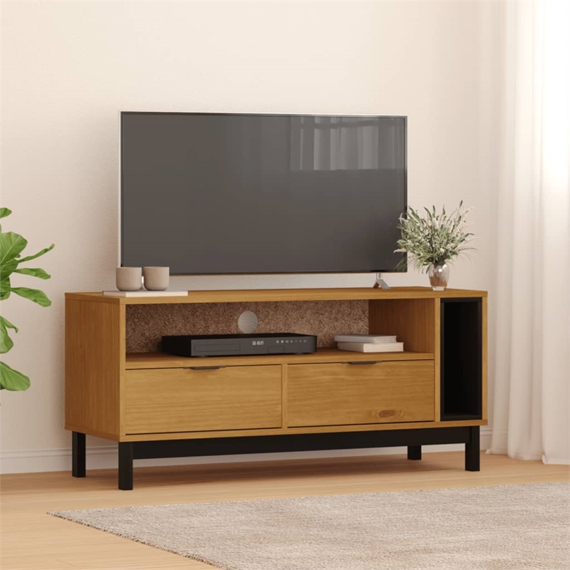 vidaXL Solid Pine Wood TV Cabinet in Oak