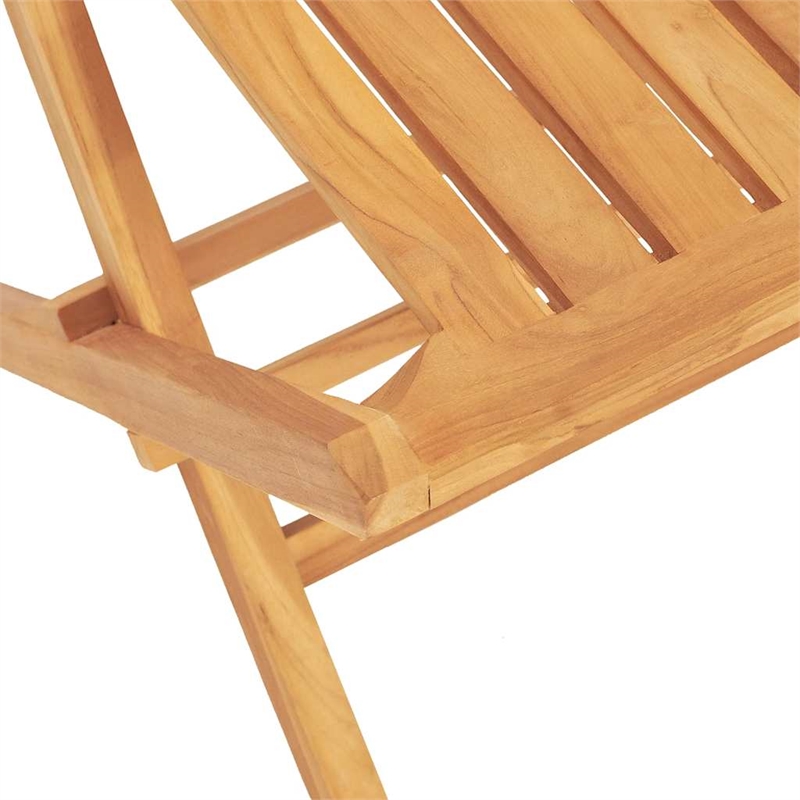 vidaXL Solid Teak Wood Medium Folding Garden Chair in Teak (Set of 2)
