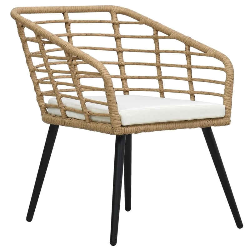 vidaXL PE Rattan Medium Ergonomic Garden Chair in Oak (Set of 2)
