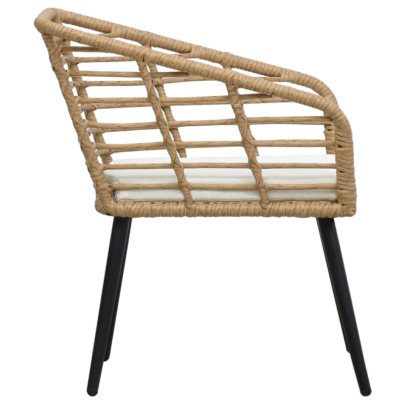 vidaXL PE Rattan Medium Ergonomic Garden Chair in Oak (Set of 2)