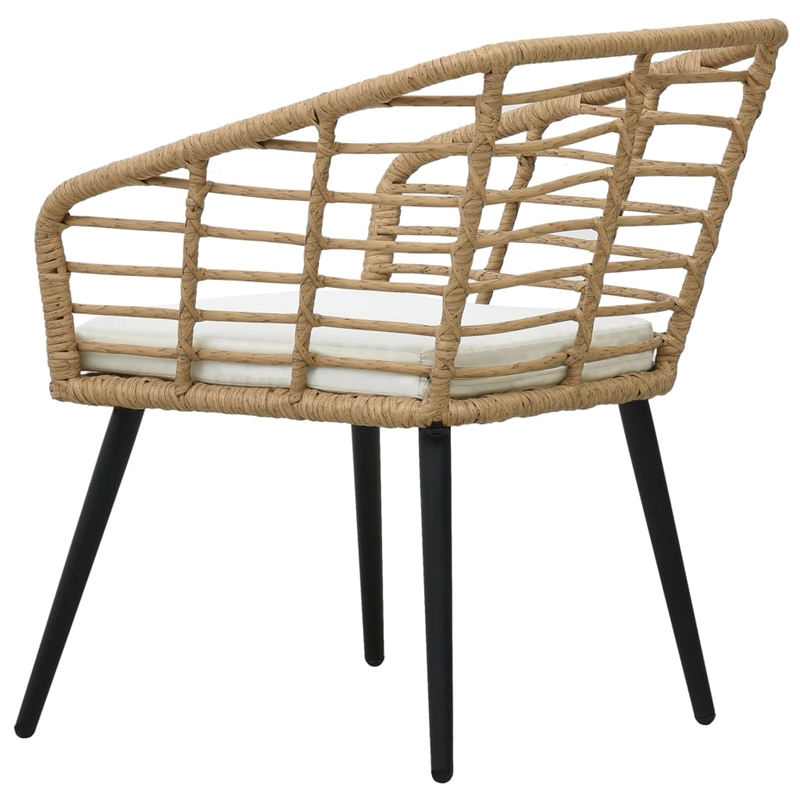 vidaXL PE Rattan Medium Ergonomic Garden Chair in Oak (Set of 2)
