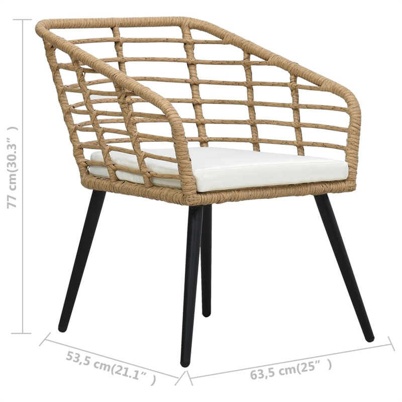 vidaXL PE Rattan Medium Ergonomic Garden Chair in Oak (Set of 2)