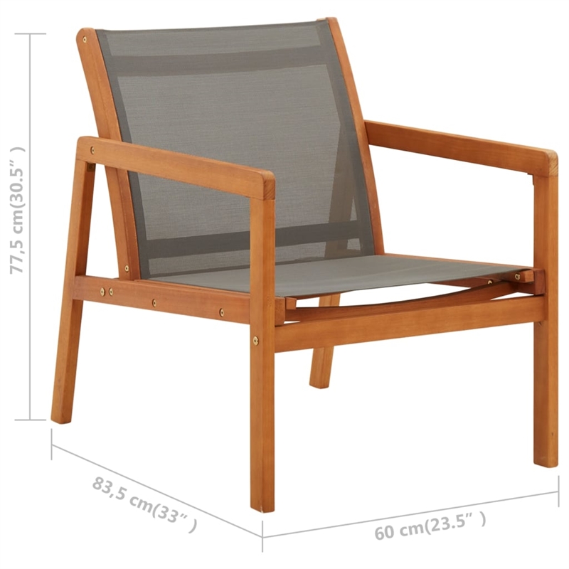 vidaXL Solid Eucalyptus Wood Garden Chair in Gray/Natural