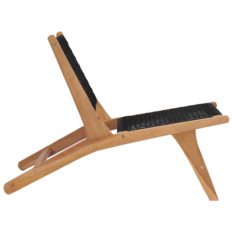 vidaXL Wood Sun Lounger in Natural and Black Cushions
