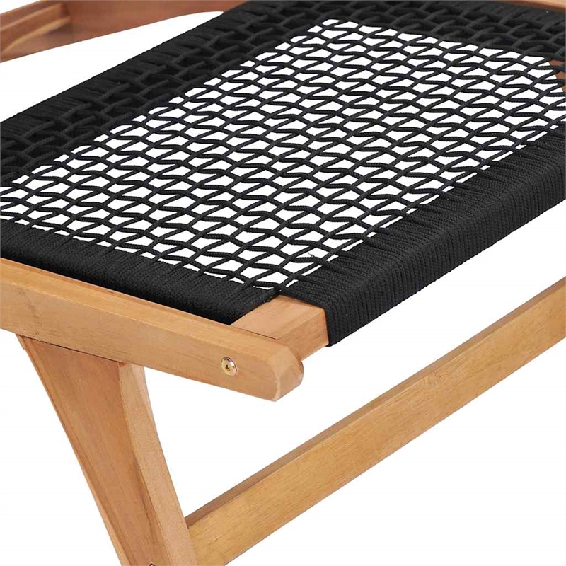 vidaXL Wood Sun Lounger in Natural and Black Cushions