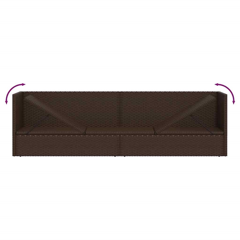 vidaXL Foldable Rattan Sun Lounger in Brown and Cream White Cushions