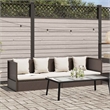 vidaXL Foldable Rattan Sun Lounger in Brown and Cream White Cushions