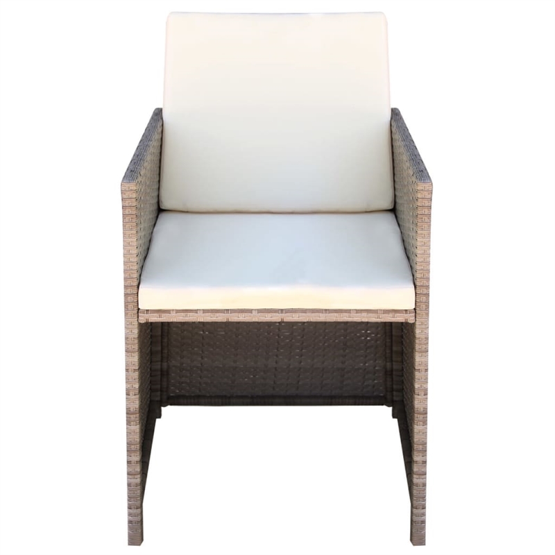vidaXL Poly Rattan Outdoor Dining Chair in Beige (Set of 2)