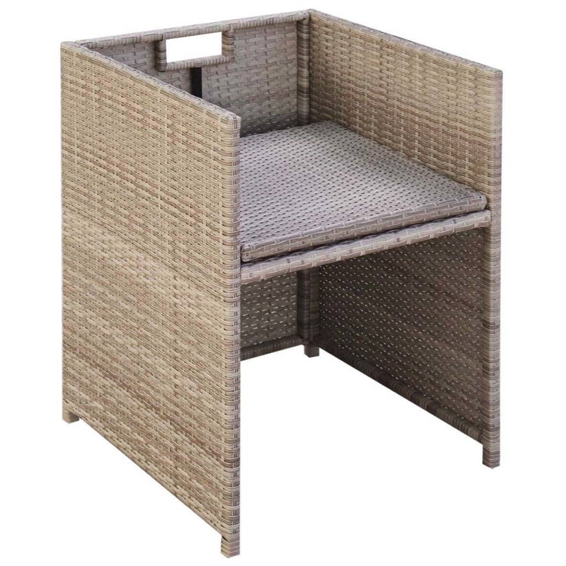 vidaXL Poly Rattan Outdoor Dining Chair in Beige (Set of 2)