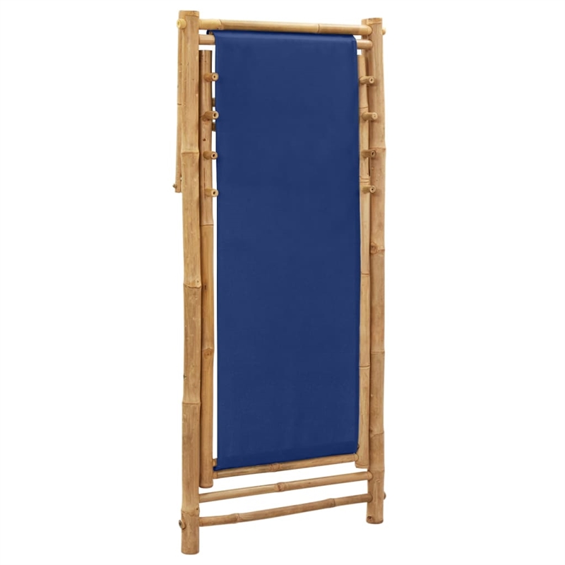 vidaXL Bamboo Compact Foldable Beach Chair in Navy Blue
