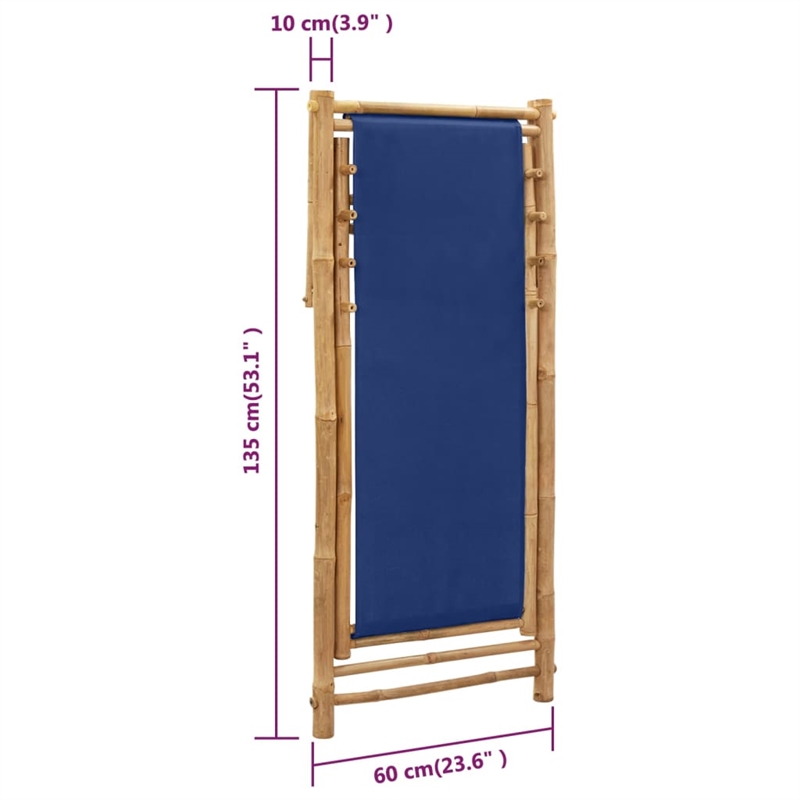 vidaXL Bamboo Compact Foldable Beach Chair in Navy Blue