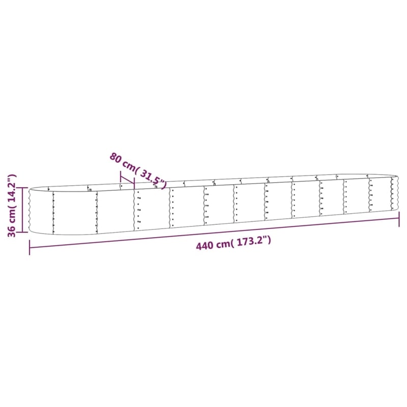 vidaXL Powder-Coated Steel Raised Garden Bed in Grey