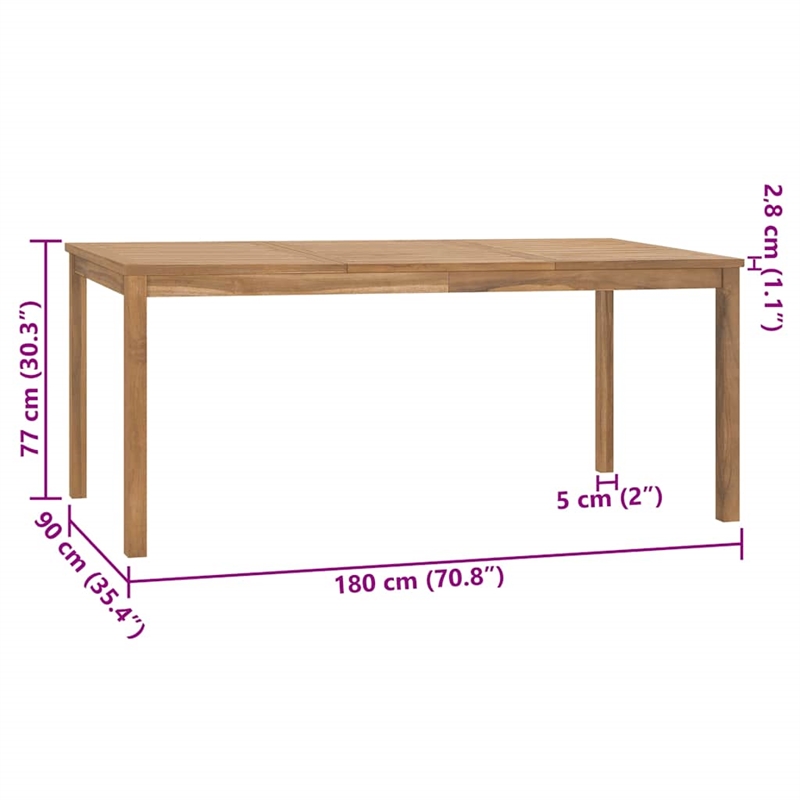 vidaXL Solid Teak Wood Dining Table in Warm Brown