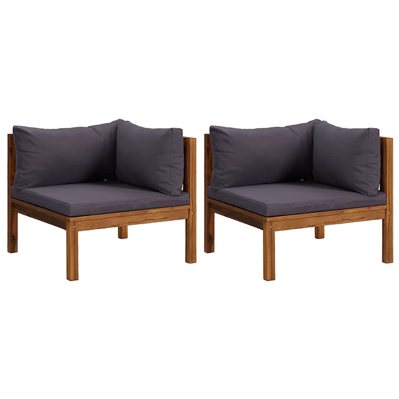 vidaXL Solid Acacia Wood Standard Corner Sofa in Dark Grey