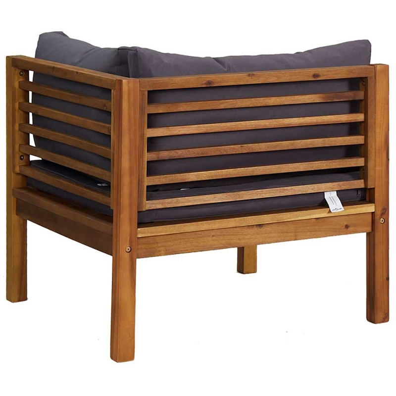 vidaXL Solid Acacia Wood Standard Corner Sofa in Dark Grey