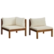 vidaXL Solid Acacia Wood Modular Sofa Set in Cream White