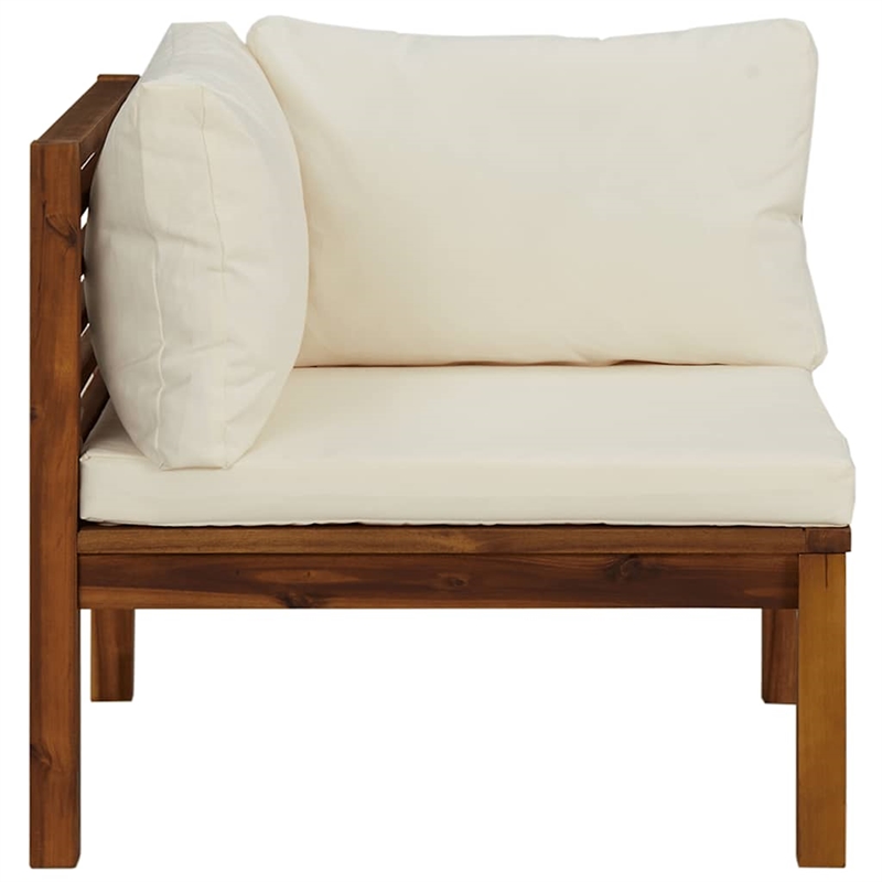 vidaXL Solid Acacia Wood Modular Sofa Set in Cream White