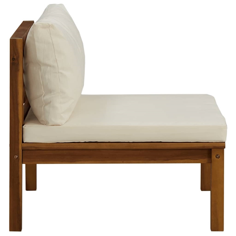 vidaXL Solid Acacia Wood Modular Sofa Set in Cream White
