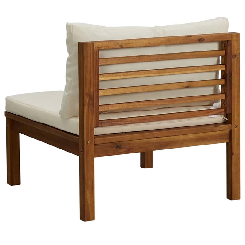 vidaXL Solid Acacia Wood Modular Sofa Set in Cream White