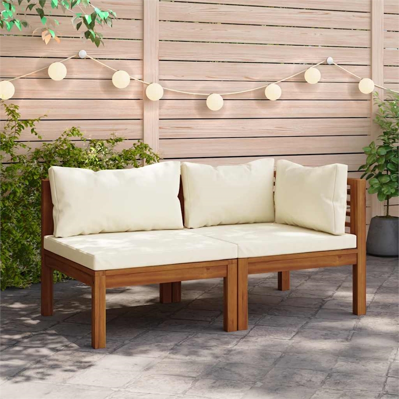 vidaXL Solid Acacia Wood Modular Sofa Set in Cream White