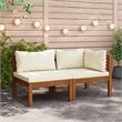 vidaXL Solid Acacia Wood Modular Sofa Set in Cream White
