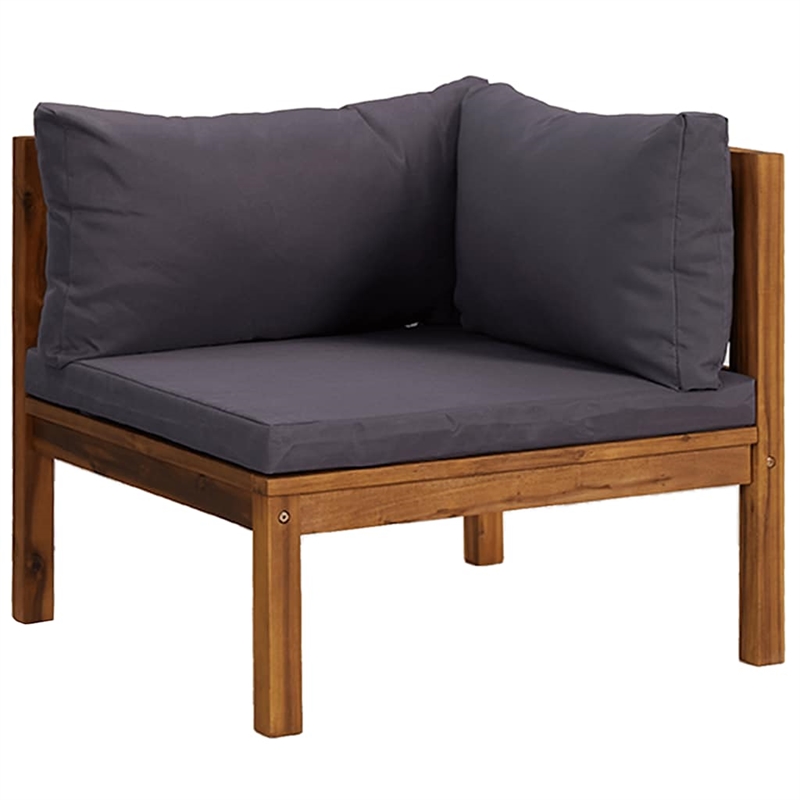 vidaXL Solid Acacia Wood Medium Corner Sofa in Dark Grey