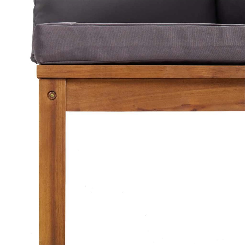 vidaXL Solid Acacia Wood Medium Corner Sofa in Dark Grey