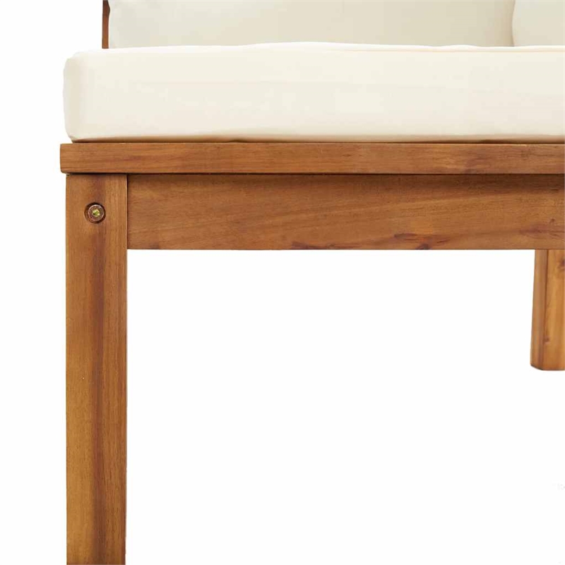 vidaXL Solid Acacia Wood Sturdy Corner Sofa in Cream White
