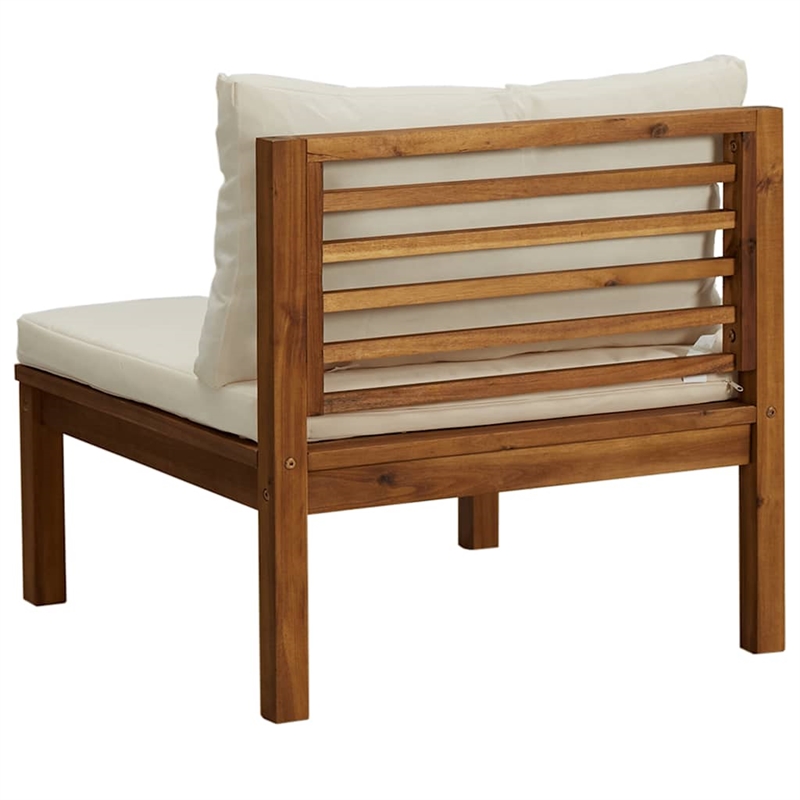 vidaXL Solid Acacia Wood Middle Sofa in Cream White