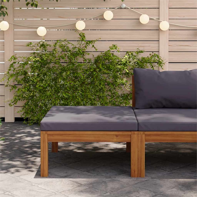 vidaXL Modular Solid Acacia Wood Medium Footrest in Dark Grey