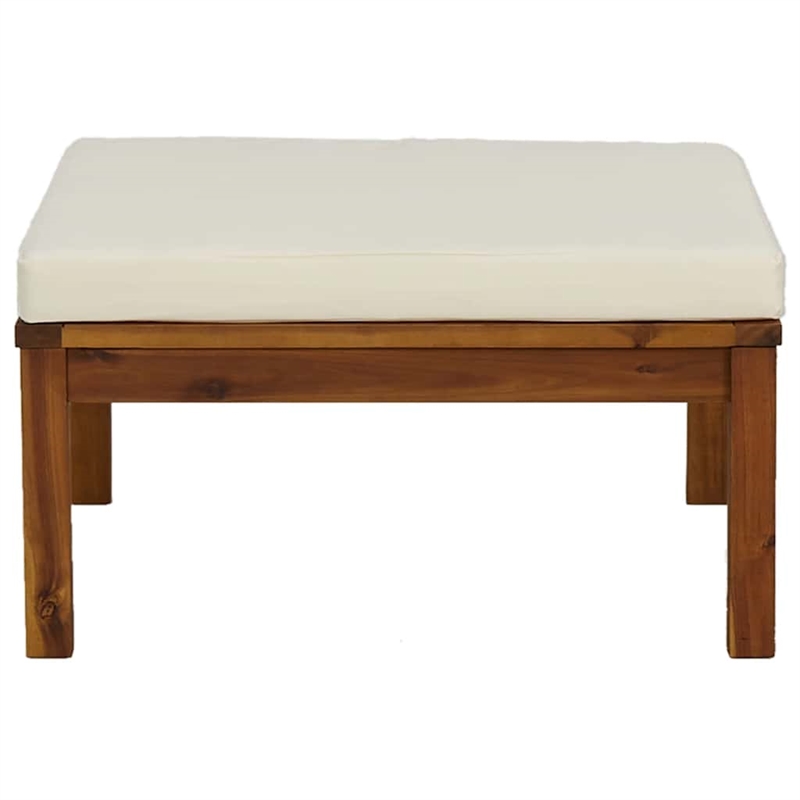 vidaXL Solid Acacia Wood Footrest in Cream White