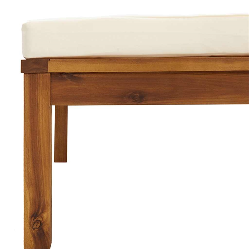 vidaXL Solid Acacia Wood Footrest in Cream White